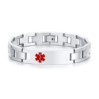 

Medical Alert Diabetes Bracelet Titanium Steel Chain Bracelet Male Fashion Bracelet