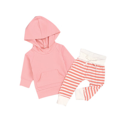 

Baby Clothes Infant Toddler Newborn Baby Girl Clothes Long Sleeve Hoodie TopStriped Pants Outfits Set 2pcs