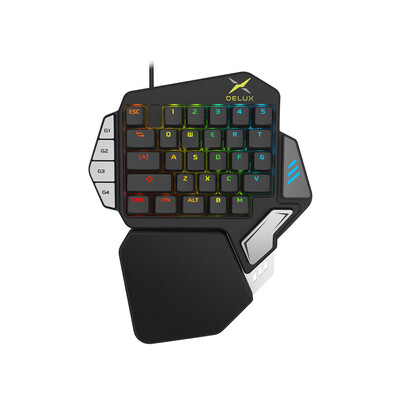 

Delux T9X Mechanical Wired Gaming Keyboard One Single Hand Game Keyboard RGB LED Backlit Ergonomic with Full Macro Programmable Ke