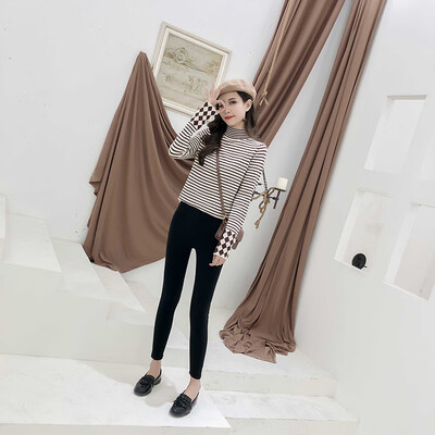 

Autumn New Striped Pattern Women Thin Sweater Fashion Slim Turtleneck Long-sleeved Knit Pullover