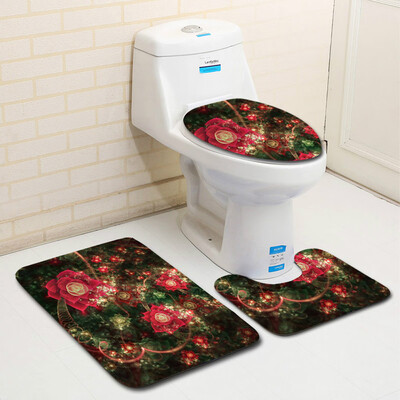 

〖Follure〗3PCS Valentines Day Pattern Non Slip Toilet Seat Cover Rug Bathroom Set Decor