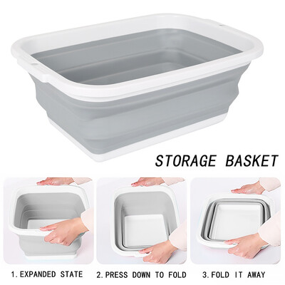 

Willstar Folding Storage Basket Silicone Laundry Basket Collapsible Cloth Washing Pop Up Storage Bin