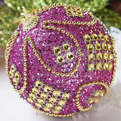 

New Christmas Ball 1Pc 8Cm Rhinestone Glitter Baubles Balls Xmas Tree Ornament Decoration Foam Christmas Decoration