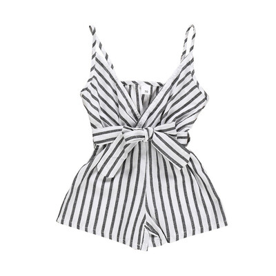 

Sleeveless Pullover Casual SMLXL Summer Casual Fashion Childrens Jumpsuit Girls Striped Suspender Kids Backless Rompers