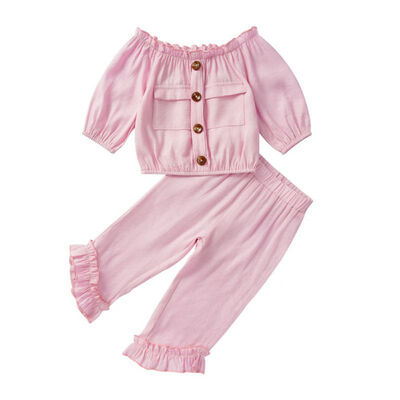 

Toddler Kids Baby Girls Clothes set Autumn Solid Color Long Sleeve Top&long Pants Cute lovely Sweet Streetwear outfits