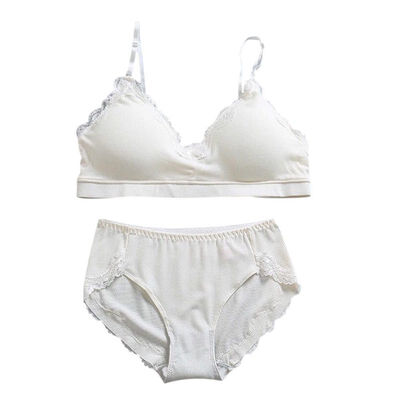 

Thread Cotton Lace Bra Sets Women Solid Seamless Underwear Sexy Lingerie Set Soft Removable Padded Bralette