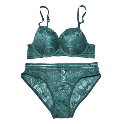

2018 Luxurious Noble Floral Embroidery Padded Adjusted-straps Sexy Women Lace Bra Set Lingerie Ultrathin Transparent Briefs Set
