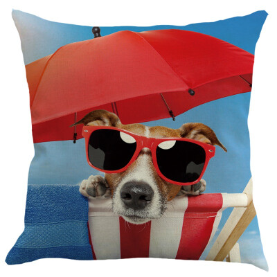 

45x45cm Cotton Linen Funny Puppy Dog&Food Printed Decorative Square Pillowcase Throw Pillow Cover for Couch Home