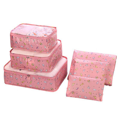 

6PCS Creative Printing Household Clothing Finishing Bag Outdoor Travel Storage Bag