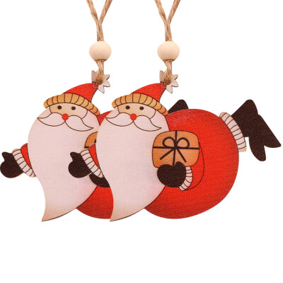 

Tailored 2PC Wooden Hanging Christmas Santa Snowman Angel Ornament Xmas Party Home Decor