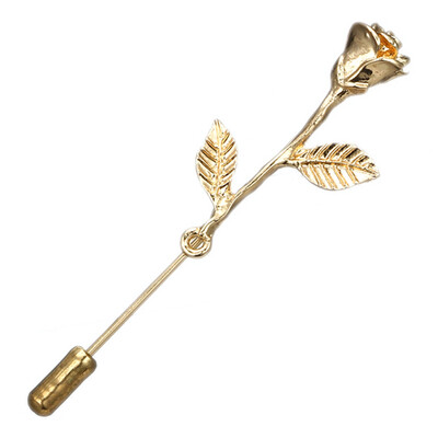 

New Fashion Flower Pin Special Design Men Women Casual Brooches Gold Color Rose Broche Lapel Pin Free Shipping
