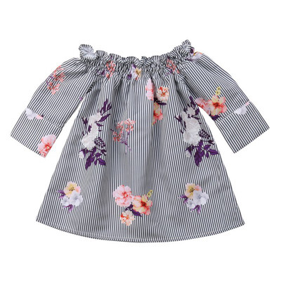 

Toddler Kids Baby Girl Dress Floral Printed Long Sleeve Concise Comfy Dress Clothes Cartoon Pattern Baby Dress