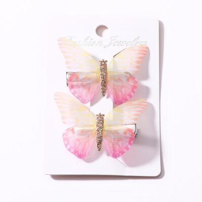 

New Baby Children Girl 2 Pcs Sets Hair Pin 9 Colors Sweet Candy Color High Quality Butterfly Grips Fashion Accessories Hairpin