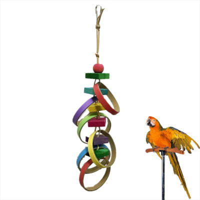 

Parrot Colorful Chew Rings Toy Pet Gnaw Wooden String Toy Olympic Rings Parrot Non-Toxic Bite Toy