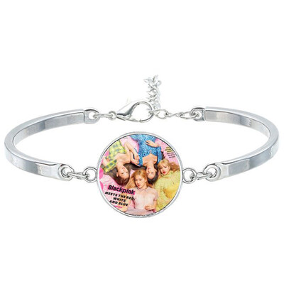 

KPOP BLACKPINK Same paragraph Retro Punk Style Woven Bracelet Creative Simple Metal Button Bracelet