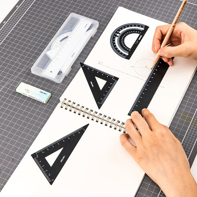 

Deli deli metal student drawing test set ruler straight ruler triangle ruler 2 protractor stationery set mixed color 79510