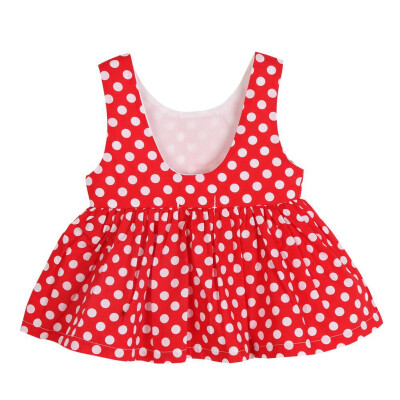 

Summer Kids Baby Girl Dress Sleeveless Dot Bowknot Vestido Toddler Chiffon Cloth Girls Party Mini Dress