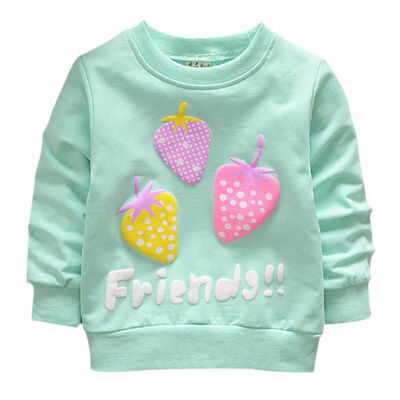 

2019 New Baby cotton Tops autumn Winter Small children round necked strawberry hedging Kids long sleeves hot sale