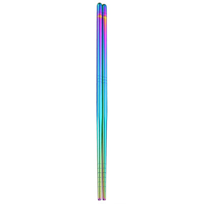 

Siaonvr 1 Pair Stainless Steel Tableware Colorful Length 23cm Chopsticks Dishware GD