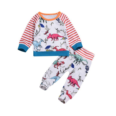 

Baby Boy Casual Long Bottoms Sets Newborn Boy Striped Animal TopsTrousers 2pcs Suit Autumn New-arrival Baby Clothes Set 0-2Y