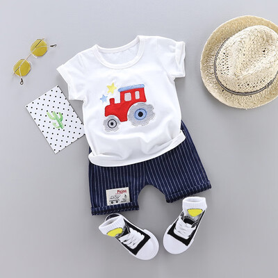 

Summer Boy Clothes Set Cartoon T-shirtstriped Shorts Kids Clothes Set Short Sleeve Car t-shirt For Boy Clothes