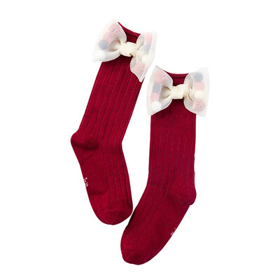 

Girls Socks Toddlers Christmas Girls Big Bow Knee High Long Soft Cotton Lace baby Socks Kids knee socks girl