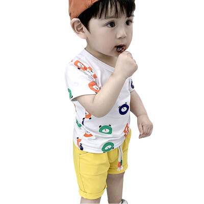 

Summer Boys Cartoon Bear Print Pattern Tops Blouse T-shirtShorts Set Casual Short Sleeve Outfits Sets