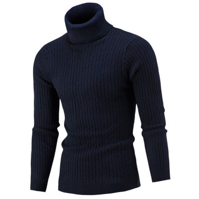 

Mens Winter Warm Knitted Turtleneck Sweater Pullover Long Sleeve Slim Fit Jumper Tops