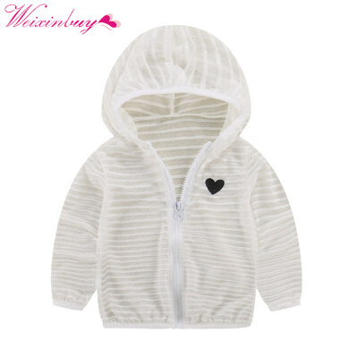 

Summer Autumn Hooded Baby Jacket Striped Beach Breathable Sunscreen Jacket for Boys Girl Clothes Girl Coat