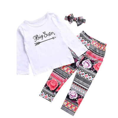 

Children Girls Suits Children Clothing Cotton Letter Long-sleeved ShirtTrousers Two-piece Sisters Parent-ChildSisters Clothing