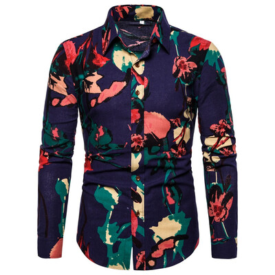

Tailored Mens Summer Fashion Business Leisure Printing Long-sleeved Shirt Top Blouse