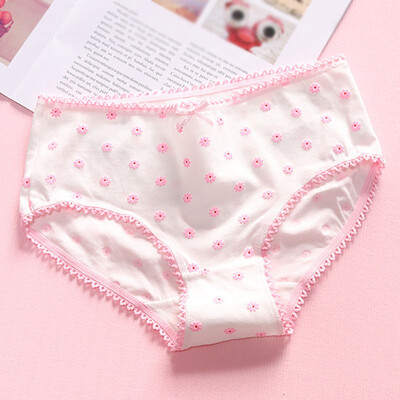 

Women Mid Rise Seamless Cotton Underwear Briefs Floral Print Lace Splicing Waistband Panties