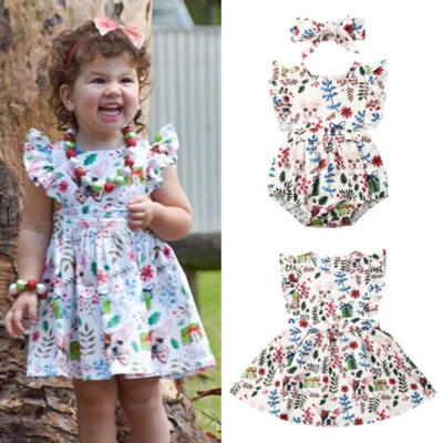 

Christmas Toddler Baby Girl Sister Matching Clothes Ruffle Romper Dress Outfits