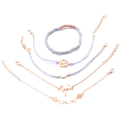 

Bohemia Multilayer Woven Bracelet Set Charm Women Fashion Natural Stone Turquoise Heart Unicorn Wave Bracelet