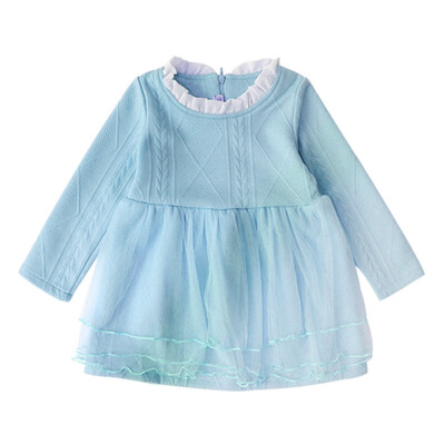 

Girls Dress Lace Knit Long Sleeve Princess Dress Brand Girls Clothes Children Clothing European&American Style Girls Dresses