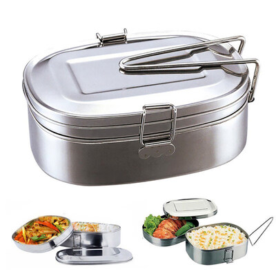 

Double Layers Bento Lunch Box Student Stainless Steel Food Storage Container