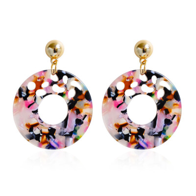 

1 Pair 4 colors fashion high quality round hollow flower pattern statement drop Earrings for women