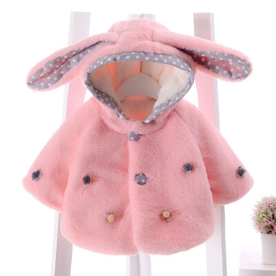 

New Style Infant Girls Clothes Outerwear Cloak Jacket Toddler Baby Cute Fleece Fur Winter Warm Coat Kids Cute Ear Coat Clothes