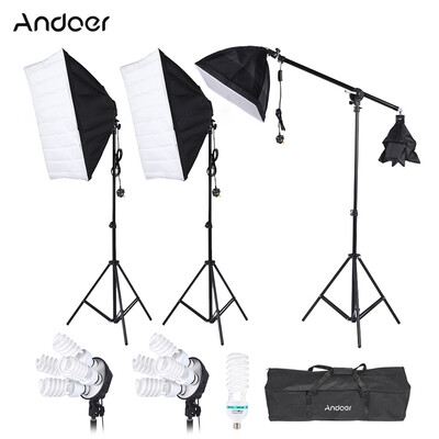 

Andoer Photography Studio Portrait Product Light Lighting Tent Kit Photo Video Equipment3 Softbox2 4in1 Light SocketCantile