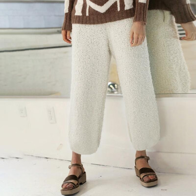 

Women Pants Faux Fleece Solid Color Elastic High Waist Straight Legs Casual Autumn Winter Trousers