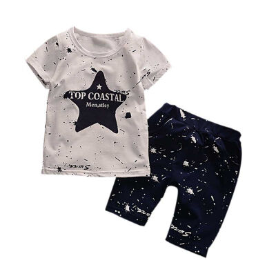 

Boys short sleeved T-ShirtsChildren Shorts Baby Boys Summer Clothes Kids Short Sleeve Clothing Set Star Toddler