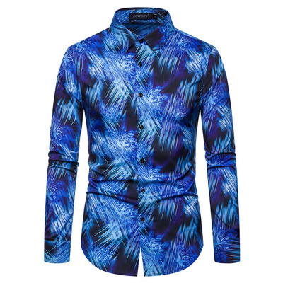 

Tailored Mens Summer Fashion Business Leisure Printing Long-sleeved Shirt Top Blouse