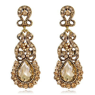 

Exaggerated Rhinestone Crystal Long Drop Earring For Women Statement Gemstone Diamond Earrings