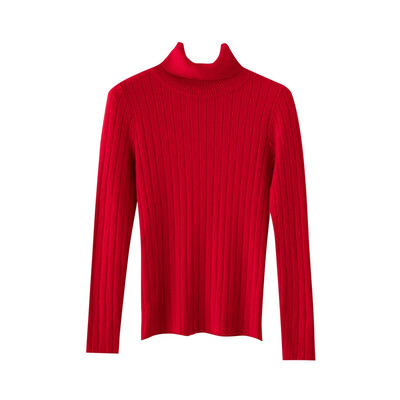 

Autumn Winter New Slim Solid Color Knitted Top Turtleneck Long Sleeve Women Female T-shirt
