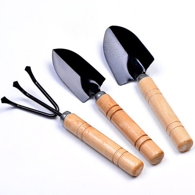 

YIWULA1Set Mini Small Shovel Rake Spade Wood Handle Metal Head Kids Tool Toy