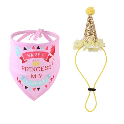 

Dog Birthday 2 Pcs Set Bandana With Party Hat Pet Birthday Set Scarf And Headwear