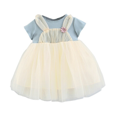 

Summer Casual Baby Girls Short Sleeve Rabbit Ear Design Mesh Dress Kids Toddler Princess Sundress