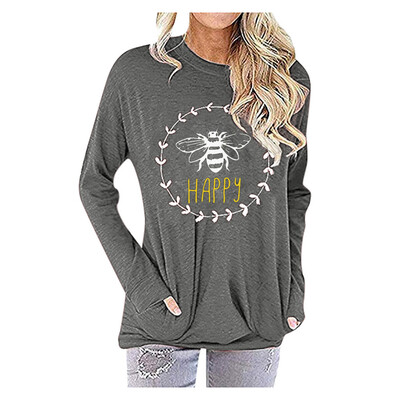 

Tailored Womens Fashionable Round-Collar Printed Long-Sleeved Pocket Jacket Blouses