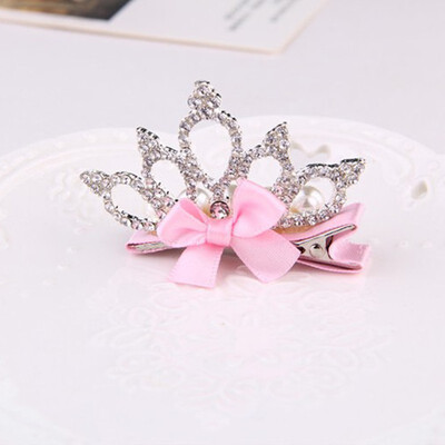 

4 Shapes Rhinestone Crown Hair Clip Shiny Bow Princess Queen Children Accessories Hair Barrettes