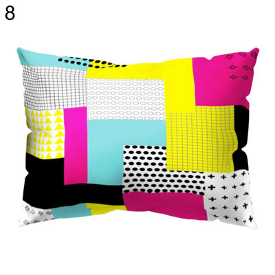 

Color Block Stripe Circle Pillow Case Cushion Cover Sofa Bed Car Office Decor